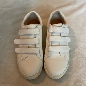 White Velcro Strap Sneakers
